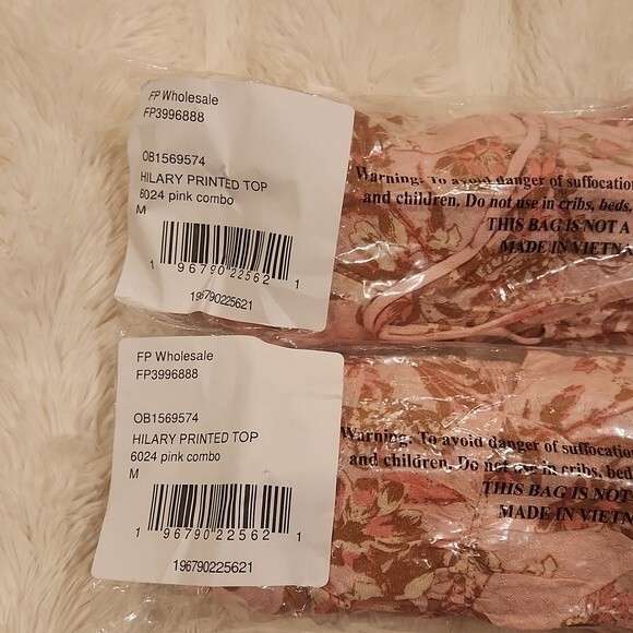 Free People Hilary Printed Top in pink combo size M - Picture 8 of 11